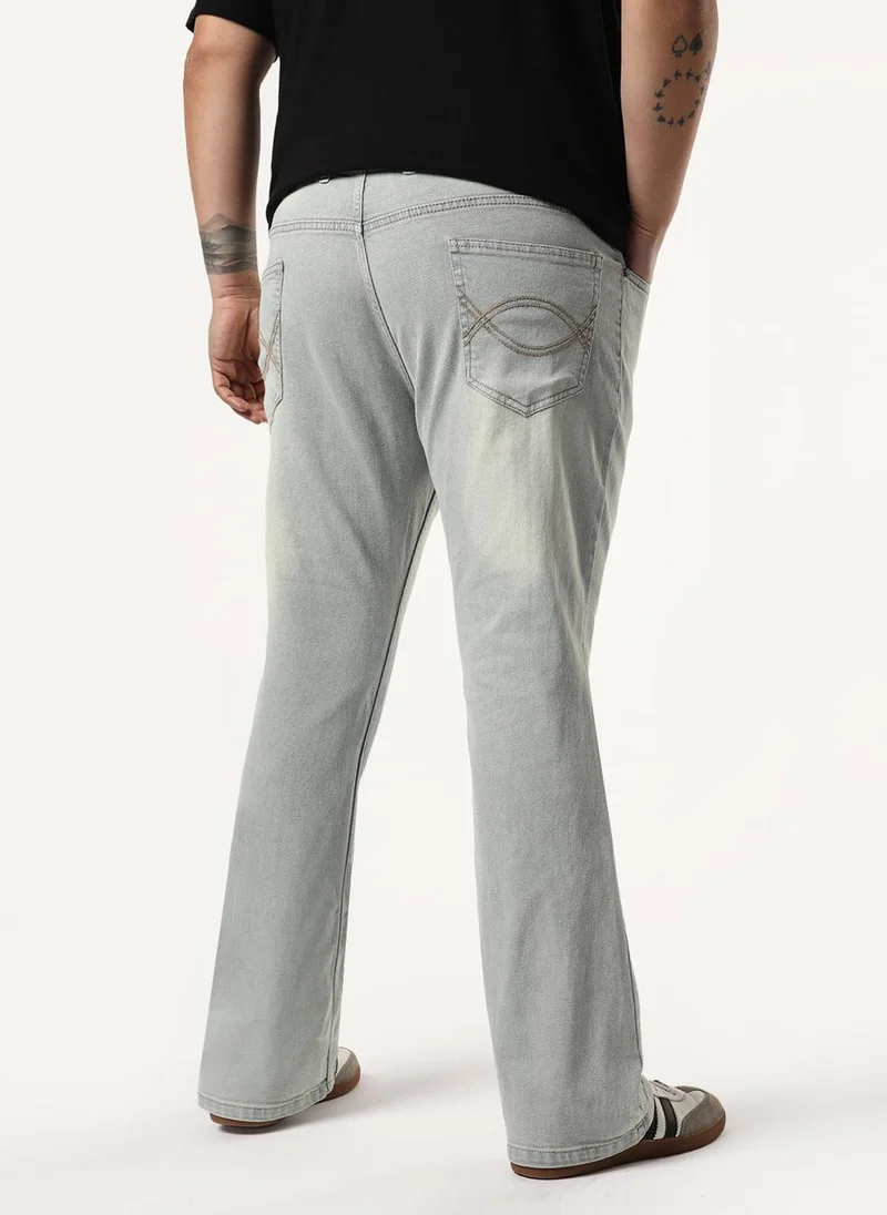 Urbano Fashion  Urbano Plus Men's Ice Grey Bootcut Fit Mid Rise Tinted Heavy Washed Jeans Stretchable for Men | Best Price UAE